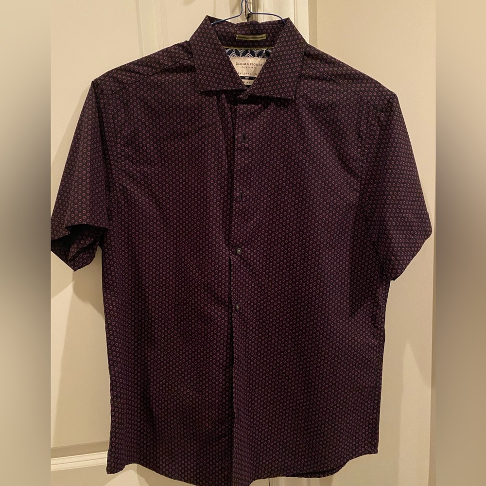 Denim & Flower, Slim Fit / Large / Burgundy with dark purple circles